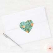 Sticker Cœur Aqua Peach Mariage Floral Roses (Enveloppe)