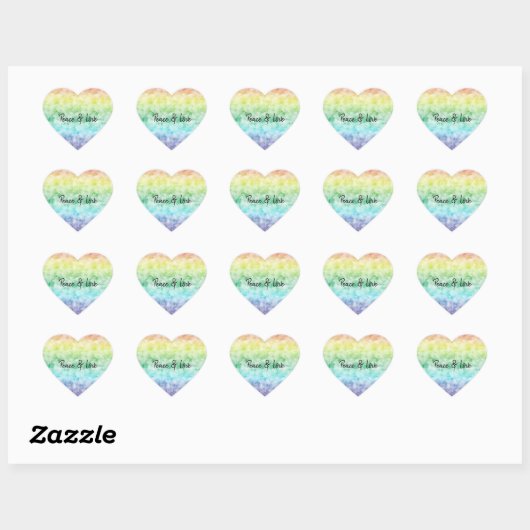 Sticker Cœur Aquarelle arc-en-ciel (Feuille)