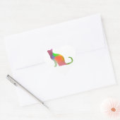 Sticker Cœur Aquarelle Chat Silhouette (Enveloppe)