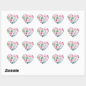 Sticker Cœur Aquarelle Coquille rose (Feuille)