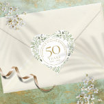 Sticker Cœur Aquarelle douce Feuilles 50e anniversaire<br><div class="desc">Doté de délicats feuilles d'aquarelle douce,  ce design botanique chic 50e anniversaire mariage peut être personnalisé avec vos informations spéciales cinquantième anniversaire dans un élégant texte en or. Conçu par Thisisnotme©</div>