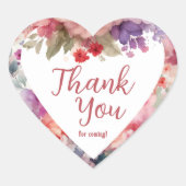 Sticker Cœur Aquarelle Fairy First Birthday Merci Floral (Devant)