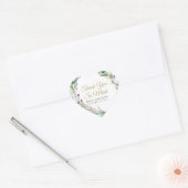 Sticker Cœur Aquarelle Feuille d'olive Géométrique Mariage Fave (Enveloppe)