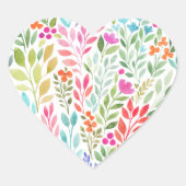 Sticker Cœur Aquarelle Floral Heart (Devant)