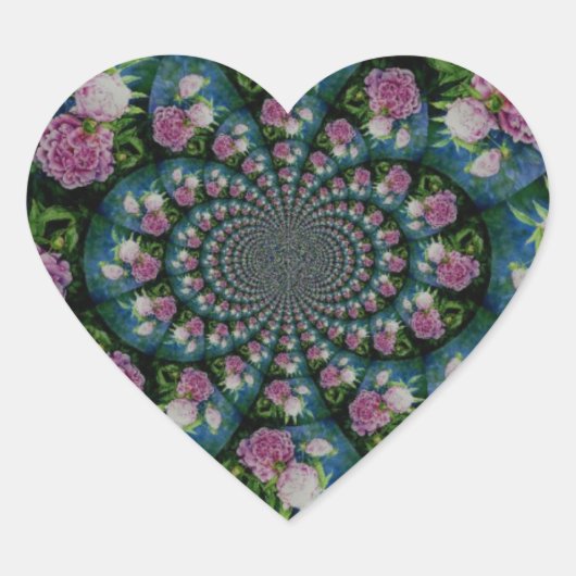 Sticker Cœur Aquarelle florale de pivoine rose blanc (Devant)