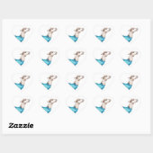 Sticker Cœur Aquarelle Llama en bleu Sweat (Feuille)