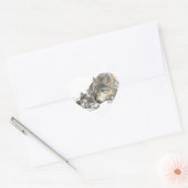 Sticker Cœur Aquarelle Mère Wolf & Cubs Animal Art (Enveloppe)