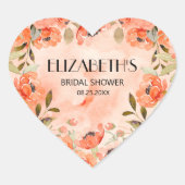 Sticker Cœur Aquarelle Orange Fête des mariées Florale (Devant)