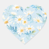 Sticker Cœur Aquarelle Pastel Daisies (Devant)