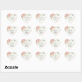 Sticker Cœur Aquarelle romantique rose Mariage rose Floral (Feuille)