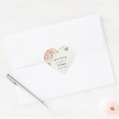 Sticker Cœur Aquarelle romantique rose Mariage rose Floral (Enveloppe)