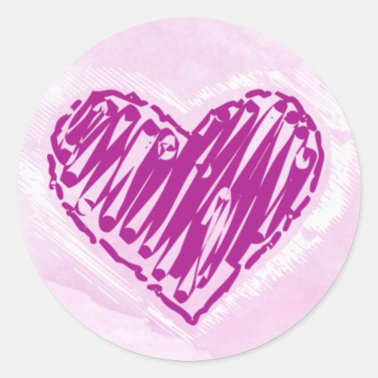 Sticker Coeur Aquarelle Rose (Devant)