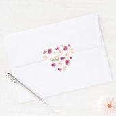 Sticker Cœur Aquarelle rose Bourgogne Florale (Enveloppe)