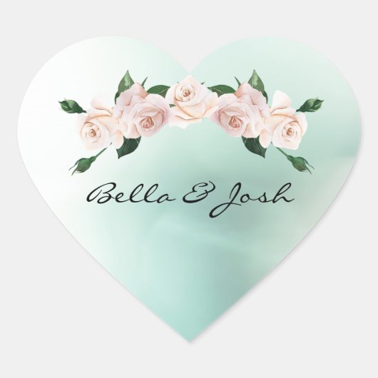 Sticker Cœur Aquarelle rose poussiéreux Rose Blossoms Bud (Devant)