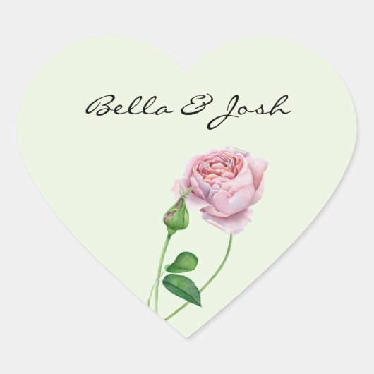 Sticker Cœur Aquarelle rose romantique Bud Rose (Devant)