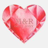Sticker Cœur Aquarelle Ruby Heart 40e anniversaire de Mariage (Devant)