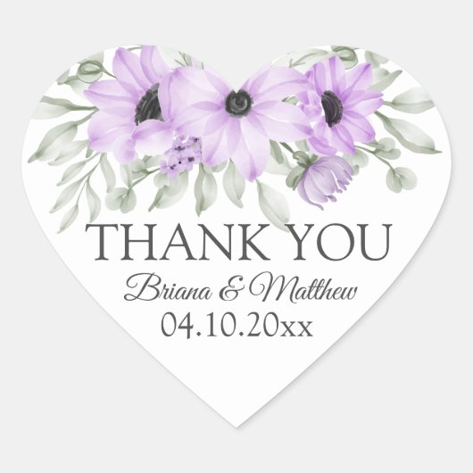 Sticker Cœur Aquarelle simple et élégante violet (Devant)