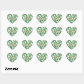 Sticker Cœur Aquarelle tropicale Vert Feuille Gold Love (Feuille)