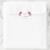 Sticker Cœur Aquarelle violet Mariage floral (Sac)