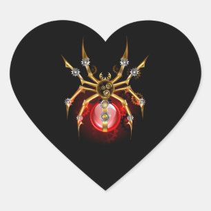 Sticker Cœur Araignée steampunk sur fond noir