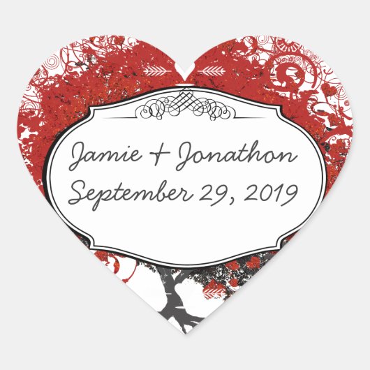 Sticker Cœur Arbre à feuilles de coeur rouge (Devant)