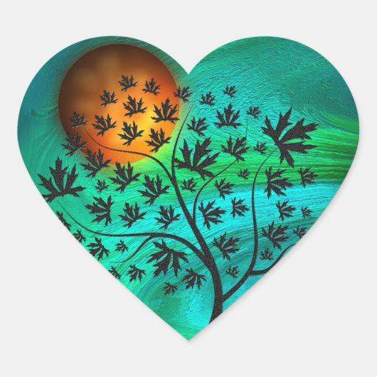 Sticker Cœur Arbre d'automne et lune de récolte (Devant)