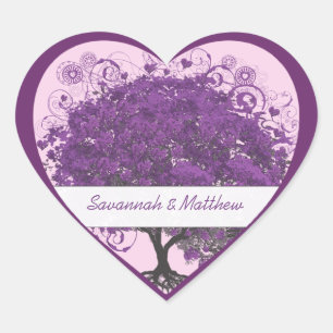 Sticker Cœur Arbre de mariage à feuilles en forme de cœur de pr