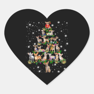 Sticker Cœur Arbre De Noël Du Chihuahua Couvert De Flamme De Fl