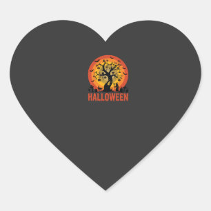 Sticker Cœur Arbre ensorcelé Halloween Sorcière et chats noirs