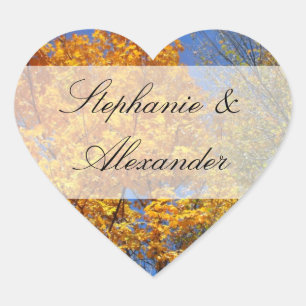 Sticker Cœur Arbres d'automne colorés