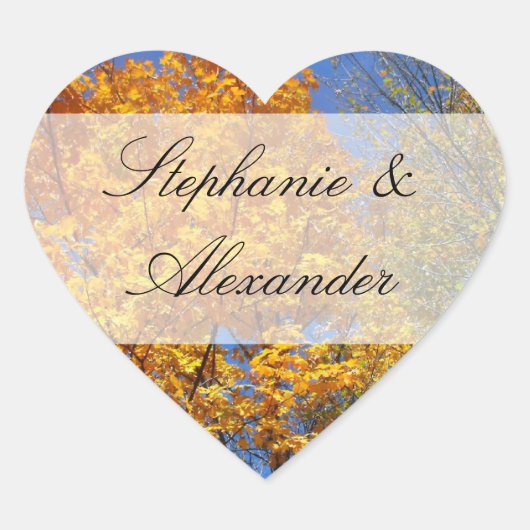 Sticker Cœur Arbres d'automne colorés (Devant)