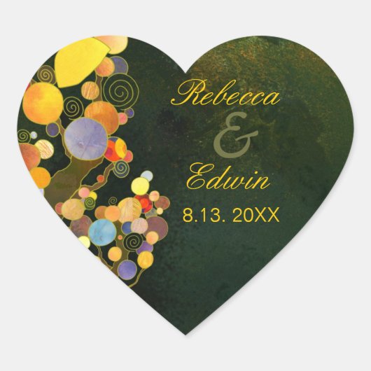 Sticker Cœur Arbres Whimsical Mariage rustique Favoriser (Devant)