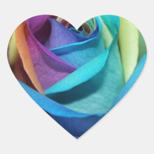 Sticker Cœur Arc-en-ciel Fleurs Roses Paix Aimer Destiny