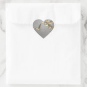 Sticker Cœur Argent avec Mariage Gold Bow (Sac)