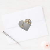 Sticker Cœur Argent avec Mariage Gold Bow (Enveloppe)
