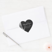 Sticker Cœur Argent Et Noir Damas-Merci (Enveloppe)