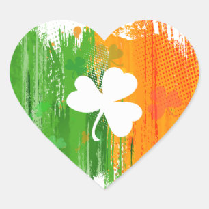 Sticker Cœur Arrière - plan chanceux de trèfle et d'encre
