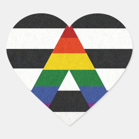 Sticker Cœur ARRIÈRE - PLAN couleur LGBT Ally Pride (Devant)