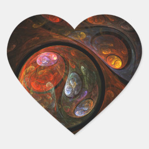 Sticker Coeur Art Abstrait Fluid Connection