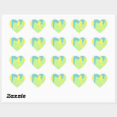 Sticker Cœur Art Abstrait Turquoise Bleu Vert (Feuille)