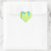 Sticker Cœur Art Abstrait Turquoise Bleu Vert (Sac)