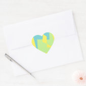 Sticker Cœur Art Abstrait Turquoise Bleu Vert (Enveloppe)