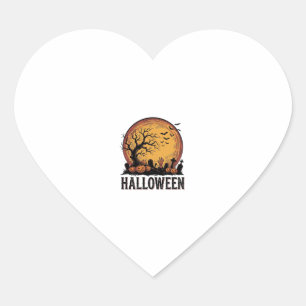 Sticker Cœur Art de lune de chauve-souris de cimetière d'Hallow
