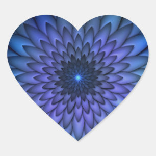 Sticker Cœur Art floral abstrait indigo et violet