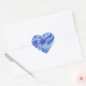 Sticker Cœur Art motif de style Royal Blue et White Ming (Enveloppe)