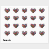 Sticker Cœur Art Pixel Coeur Floral (Feuille)