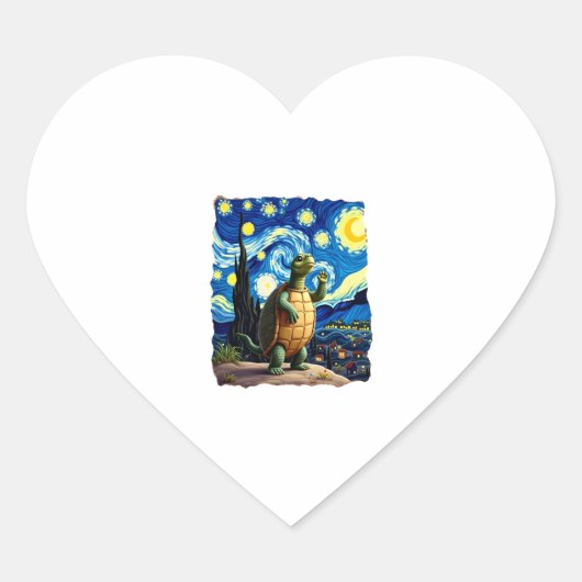 Sticker Cœur Artistic Turtle Shirt Starry Night Turtle (1) (Devant)
