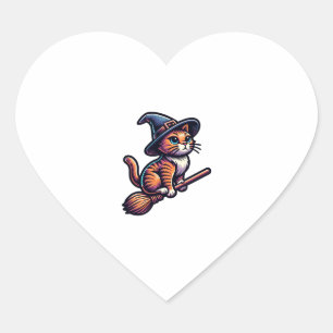 Sticker Cœur Assistant Chat Sorcière Halloween Amoureux de les