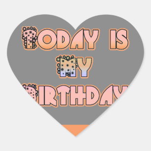 Sticker Cœur Aujourd'hui est mon anniversaire Baby Pink Art Pri