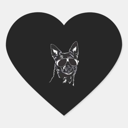 Sticker Cœur Australien Kelpie cool lunettes de soleil Classiqu (Devant)